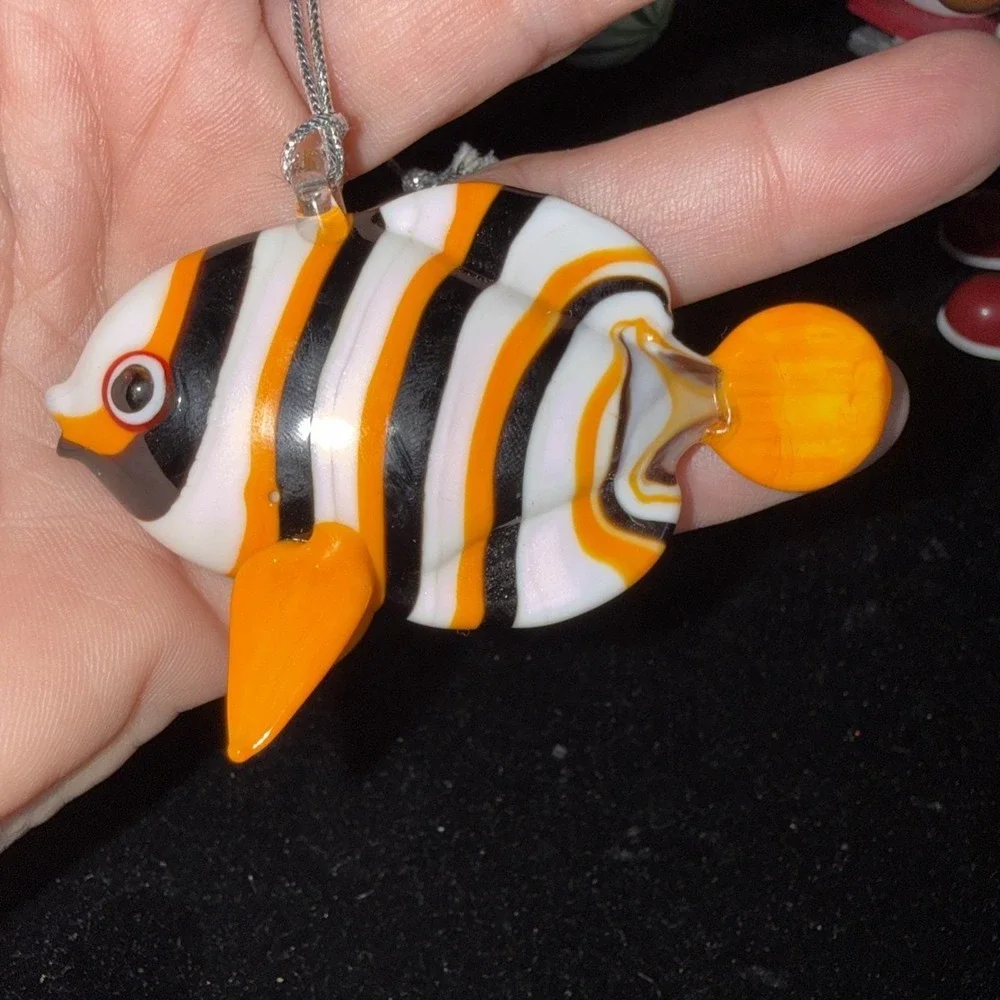 Dynasty Gallery Glassdelights Orange Black Sea Life Glass Christmas Ornament4538